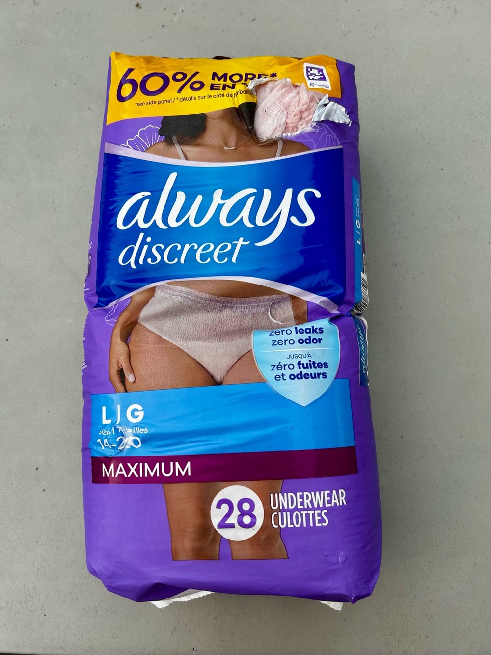NIP Always Discreet Underwear Culottes Women 28 ct. Large